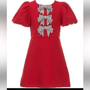 GB Girls Red Dress with Silver Bow Accents